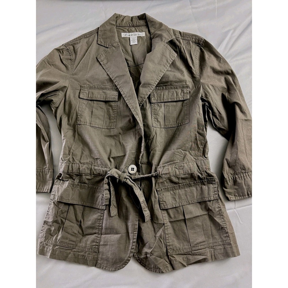 Kenneth Cole Safari Jacket Taupe Utility Belted Minimalist Quiet Luxury